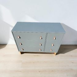 Solid Wood Teal 6 Drawer Dresser