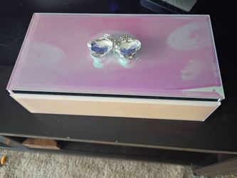 Pink Mirrored Jewelry Box with Crystal Bow
