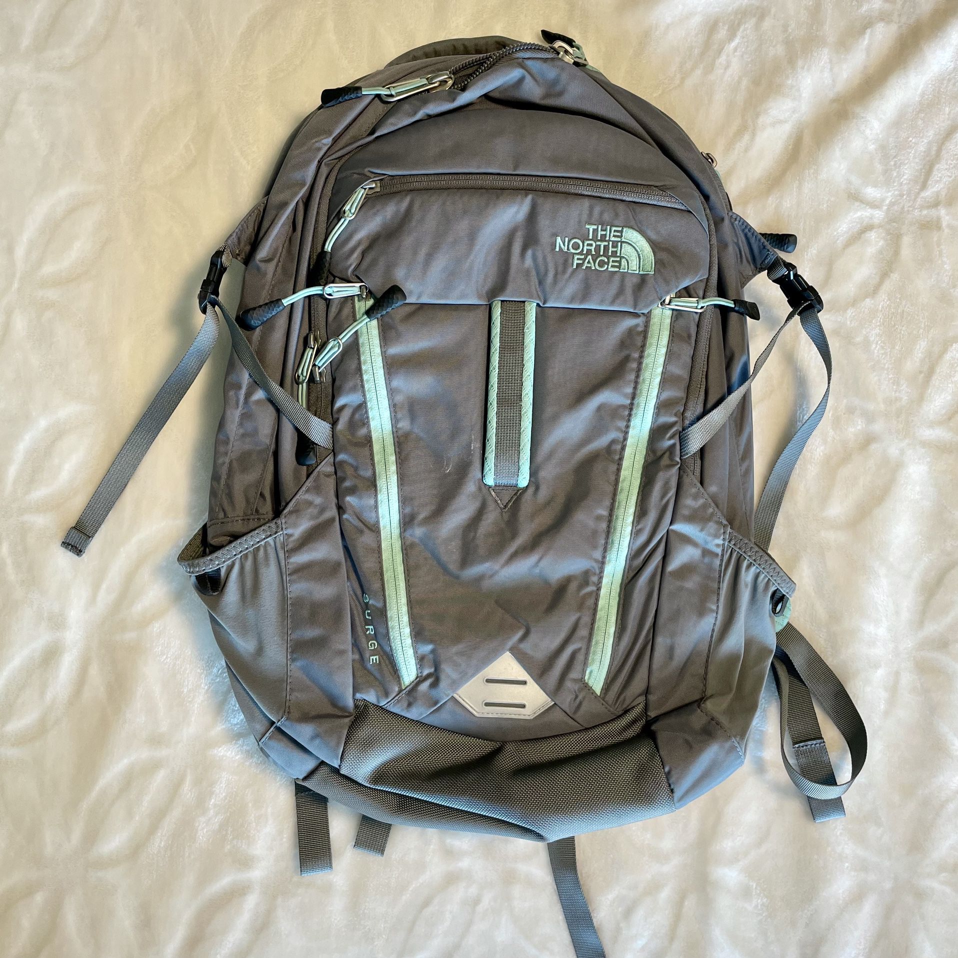North Face Backpack - Gray And Mint Green