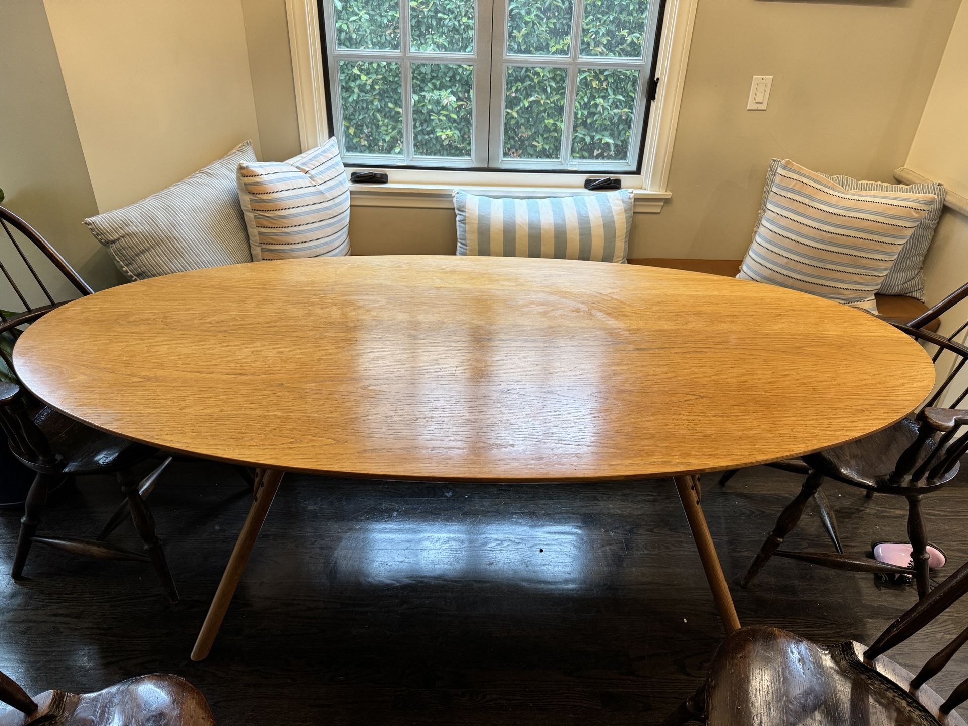 Mid Century Oval Solid Wood Dining Table