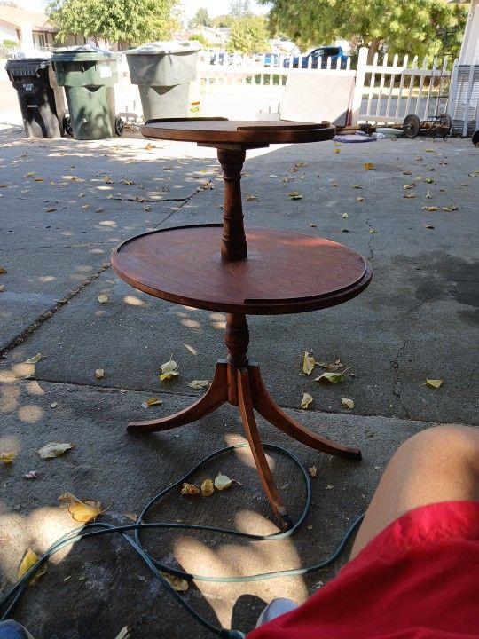 Vintage Wood Two Tier Accent Side Table