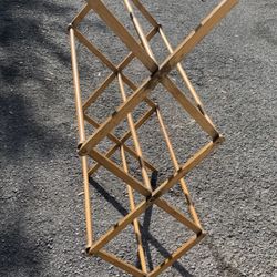 Vintage collapsible wooden clothes drying rack,