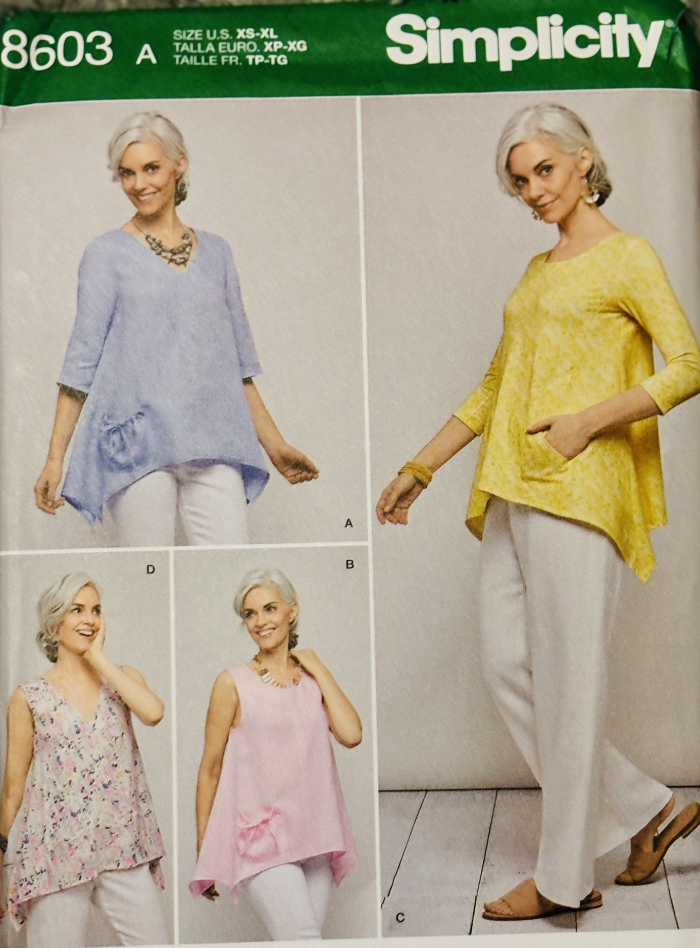 Simplicity 8603 Pattern Loose Pullover Tops Sizes XS-XL