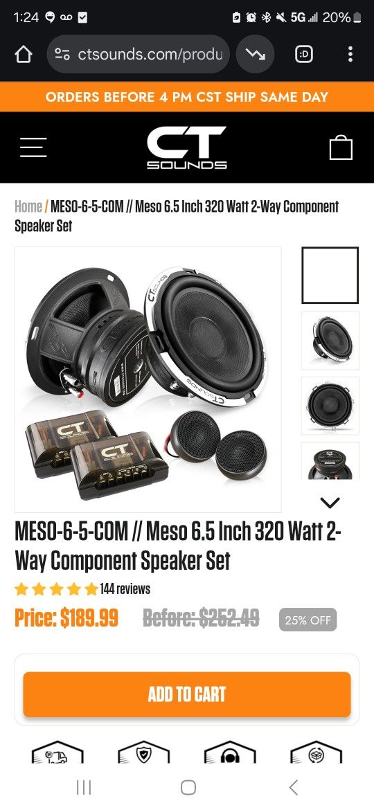 Ct Sounds 6.5" Meso Component Speaker Set