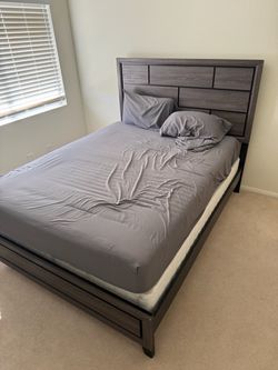 Queen Bed Frame + Mattress + Box Spring – Complete Bedroom Set
