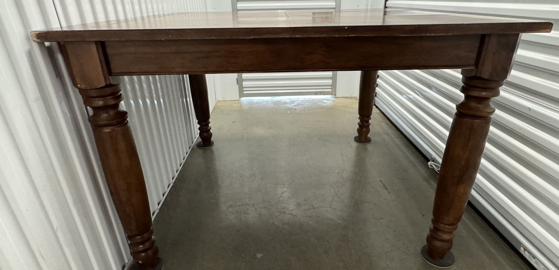Used Sturdy Taller Wooden Dining Table With A Leaf 