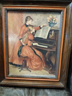 Framed 2 young girls at the piano