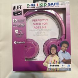Altec Lansing Kid Safe 2-in-1 Bluetooth Wireless Headphones - Pink And Blue