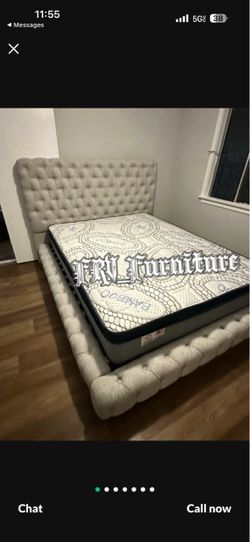 New Queen bed frame with mattress