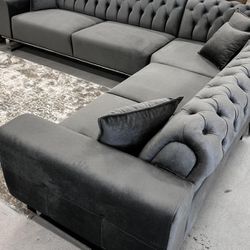 Tufted Living Room Set Refined Luxury Oscar Sectional Couch New In Stock