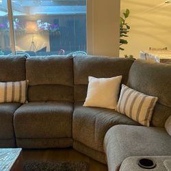 Sectional Recliner Couch With Cooling Cup holder Vibrate Massage And Seat Heater 