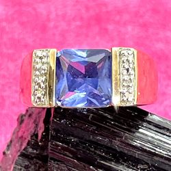 925 Vermeil Tanzanite/Diamond Ring
