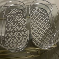 2 Metal,glass Perfume Trays 