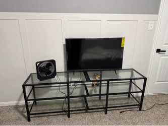 Metal and glass tv stand
