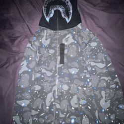 Bape Space Camo Shark Full Zip Hoodie Size Large RARE