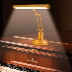 New Brass Piano Lamp with 3-Way Touch Control, Vintage Gold LED Music Light for Grand/Upright Pianos, Stepless Dimming, 95+ CRI Eye-Care, Foldable Off