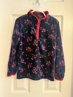 Navy Floral Fleece Quarter-Zip Pullover