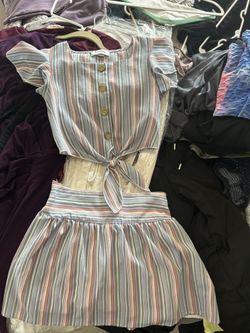 2 Piece - Girl Crop Top With Matching Skirt 