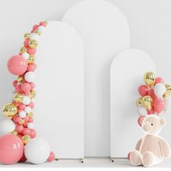 Wokceer Set of 3 Wedding Arch Cover Spandex Fitted Wedding Arch Stand Covers for Round Top Chiara Arch Backdrop Stands Cover for Birthday Party Ceremo