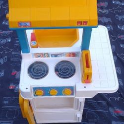 Vintage 1970s Fisher Price Fun Food Kitchen Oven Play Set w Stove