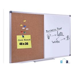 Magnetic Combination Whiteboard & Cork Bulletin Board 48 X 36 Inch