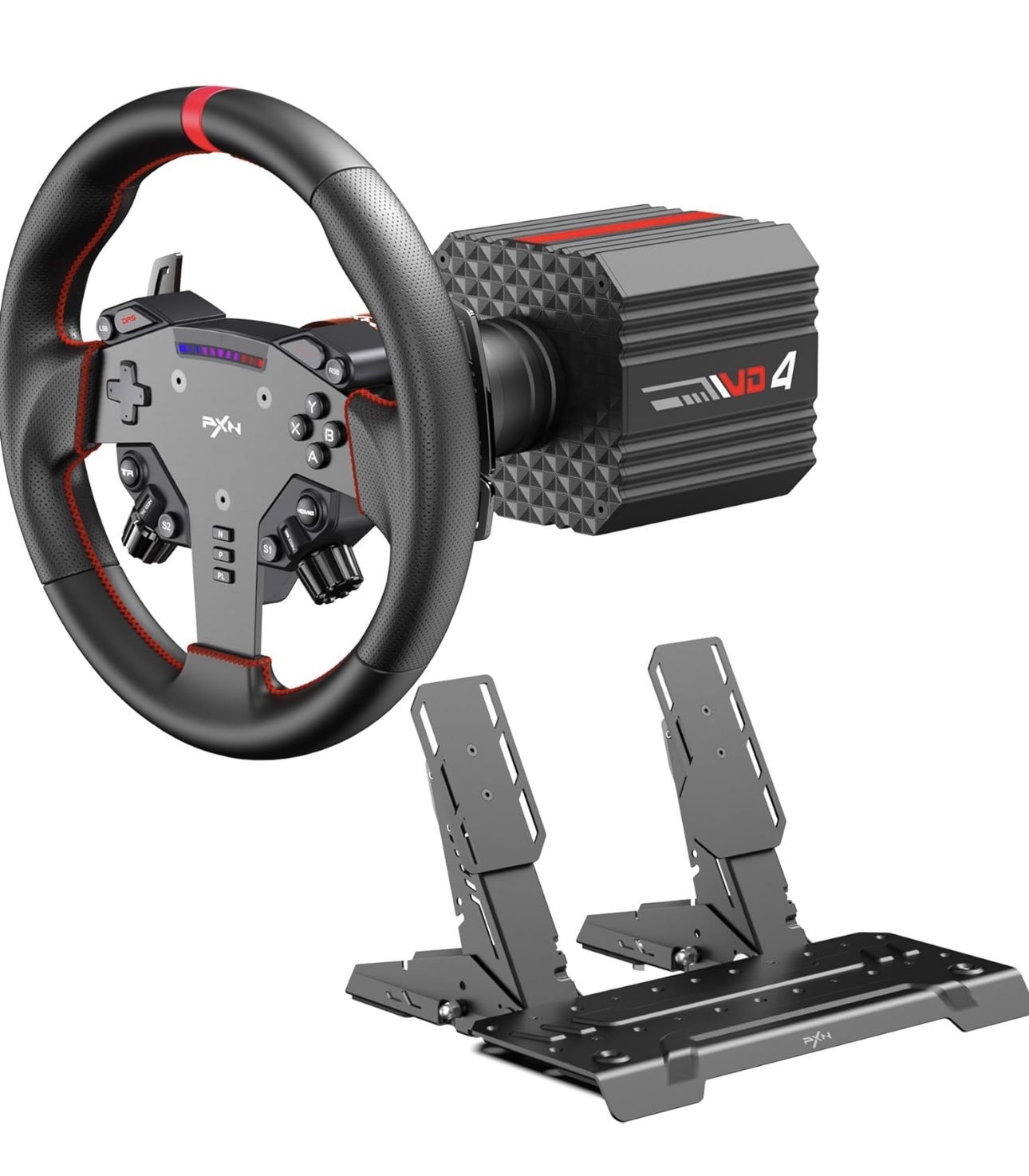 PXN VD4 Bundle F – PC Sim Racing Setup with 4Nm Direct Drive Servo Motor Base  Open box item may have been lightly used.  The PXN VD4 Bundle F is a hi