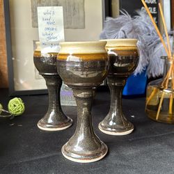 Handmade ceramic wine glasses - set of 3