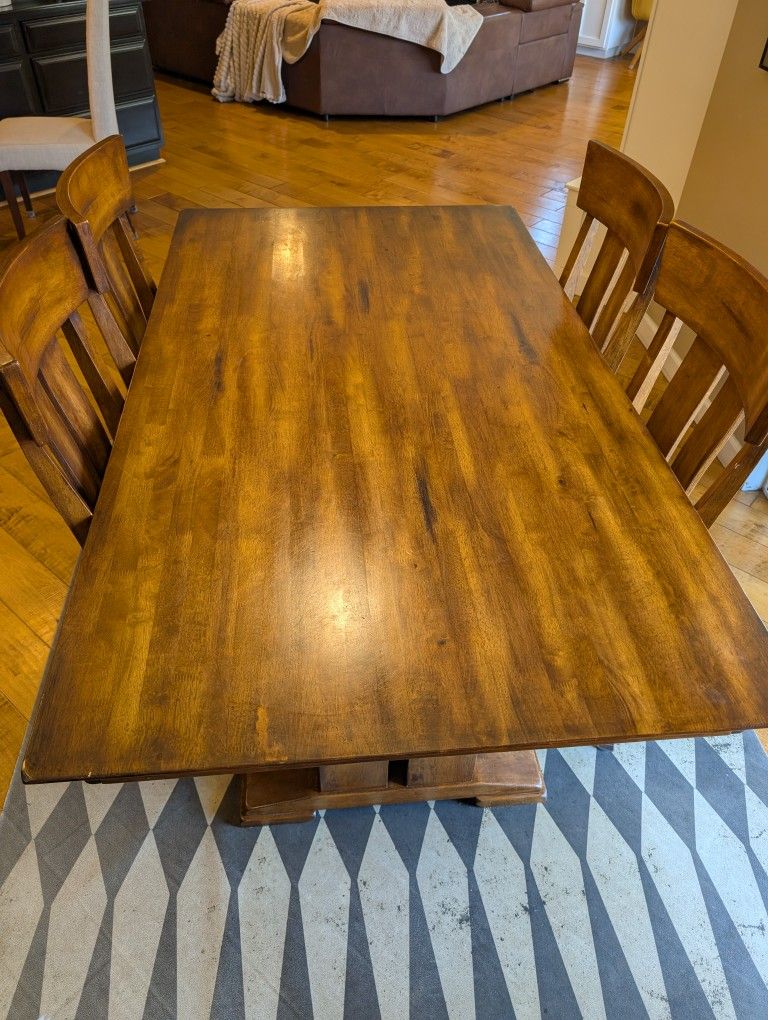 Wood Dining Table & 5 Chairs