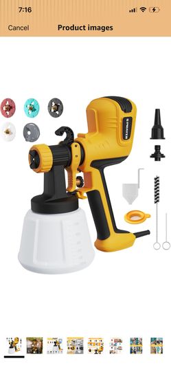 Paint Sprayer, 700W HVLP Electric Spray Paint Gun, with Cleaning & Blowing Joints 4 Copper Nozzles and 3 Patterns Paint Sprayers for Home Furniture, W