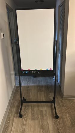 Double-Sided Rolling Magnetic Whiteboard with Locking Wheels