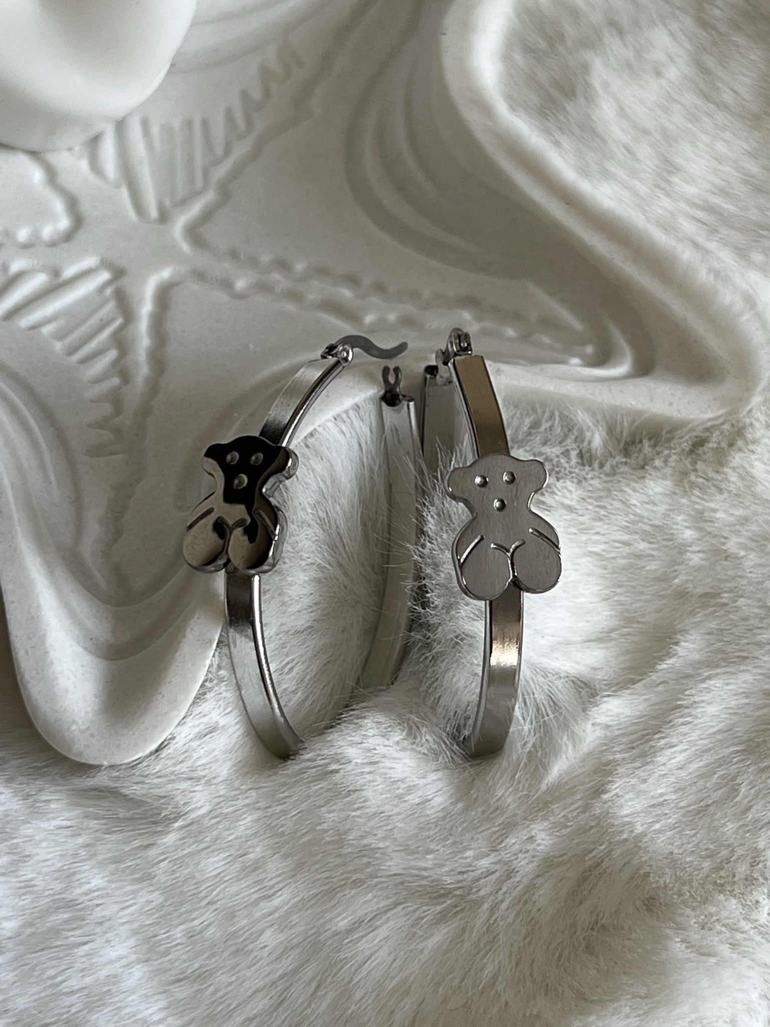 Teddy Bear Silhouette Oval Hoops