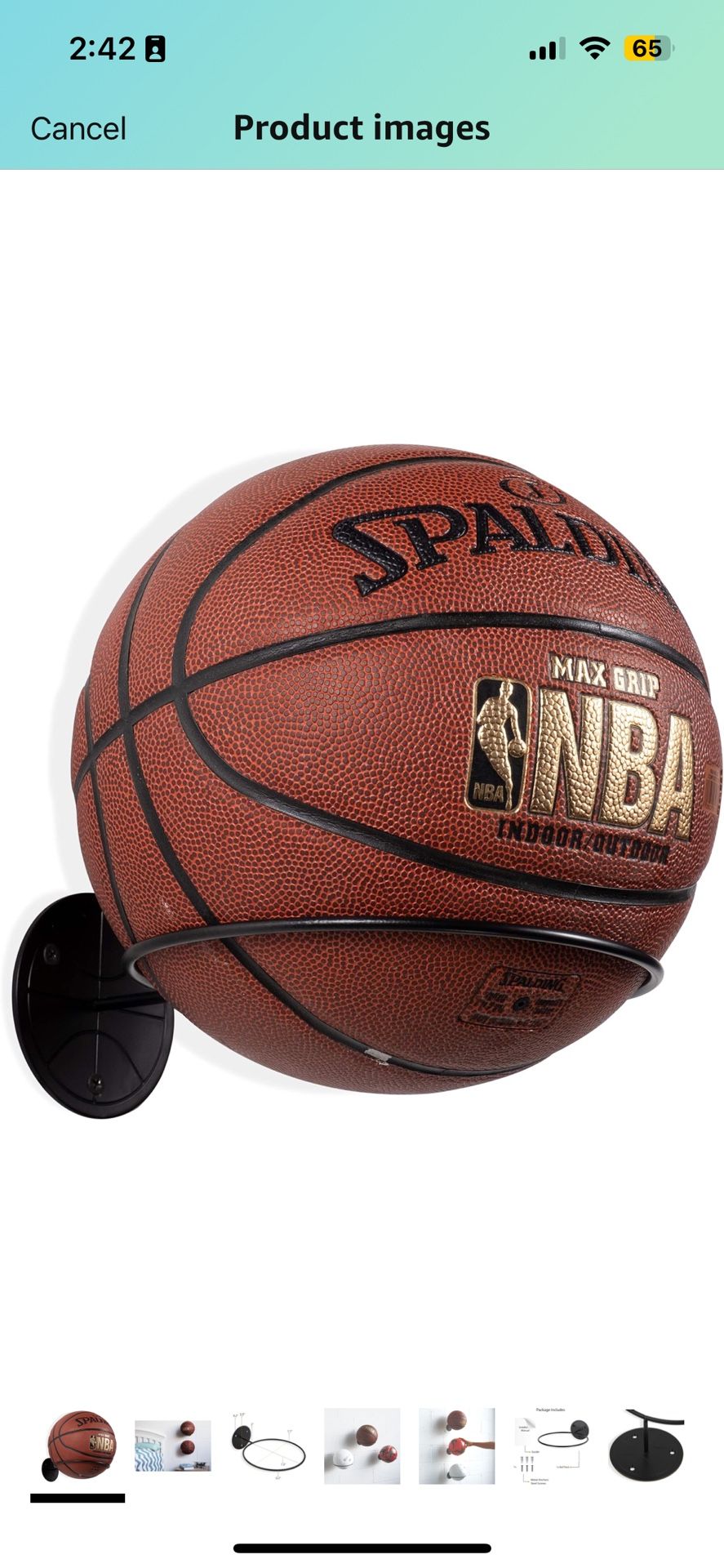 Sporta Wall Mounted Ball Storage Sports Ball Holder Rack Display Storage Steel (Black)