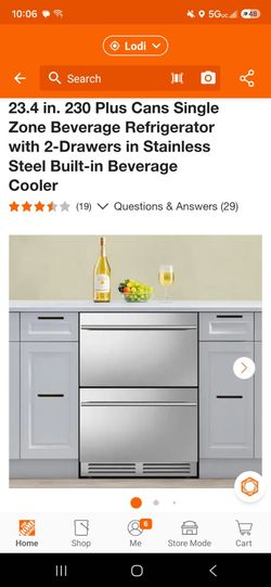 Stainless Steel Single Zone Beverage Refrigerator