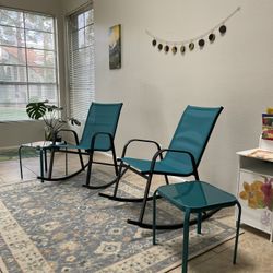 Outdoor/Indoor Rocking Chairs  With Side Tables 