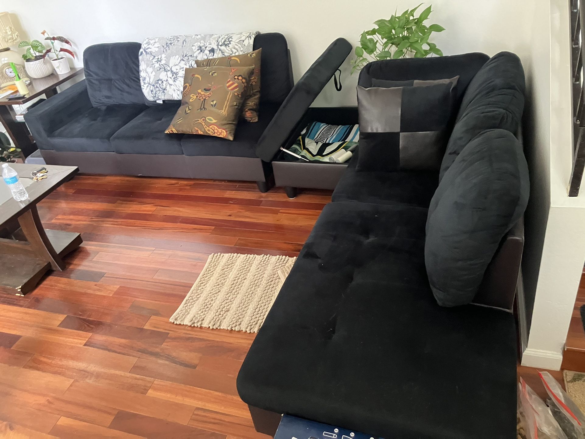 Black Sectional Sofa With Storage Ottoman