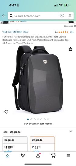 FENRUIEN Hardshell Backpack Expandable,Anti Theft Laptop Backpack for Men with USB Port,Water Resistant Computer Bag 17.3 Inch for Travel/Business