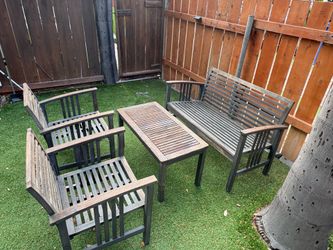 Outdoor Patio Conversation Set – Bench, 2 Chairs & Table
