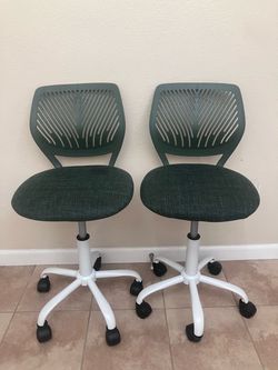 Green office desk chairs. $15 Each