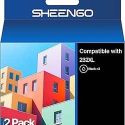 4833 Printer Wired-Only 232XL Black Ink Cartridges Remanufactured Replacement for Epson 232 Ink Cartridges 232XL T232 Work to Epson XP-4200(2 Black)