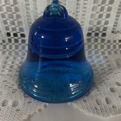 Vintage Blue Glass Telephone Bell Paperweight Rare