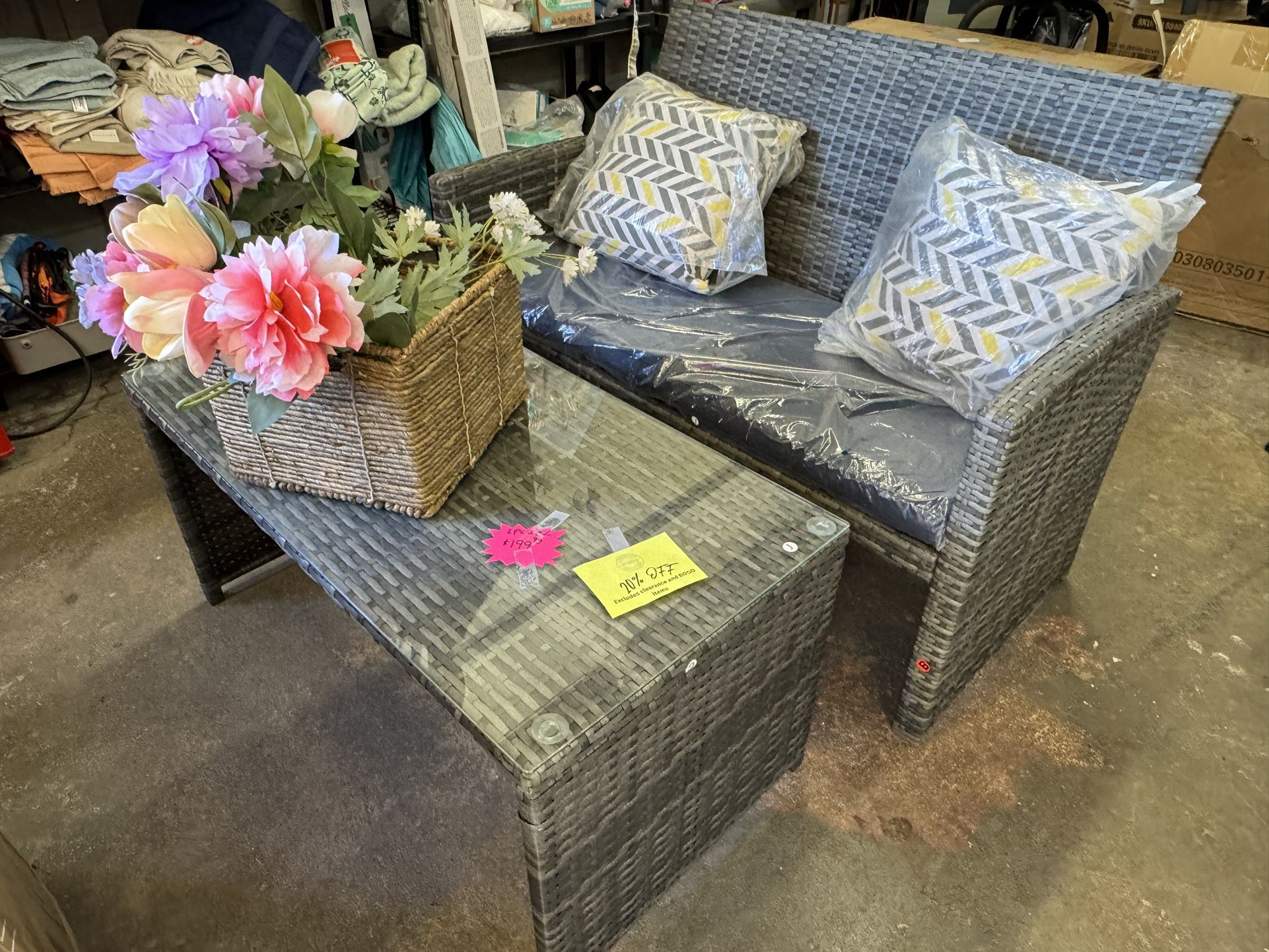 Patio Loveseat And Table Set New Assembled