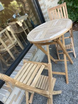 3pc Outdoor Teak Bar height Table & 2 Chairs