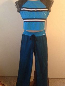 Two piece small Danco Dance fishnet turquoise set