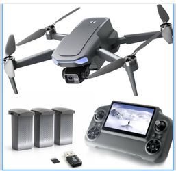 3-Axis Gimbal GPS Drone with 4K Camera YIKKEON Drone, 10000FT Range, 90Min Flight Time with 3 Batteries, 4.5" HD Screen Remote, Auto Return, Follow Me