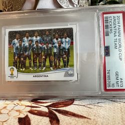 2014 panini world cup # 413 ARGENTINA TEAM STICKER PSA 10