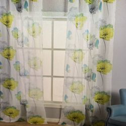 Floral print Semi Sheer curtain