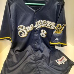 Milwaukee Brewers MLB Baseball #8 Ryan Braun Jersey Mens Size 54 Majestic Sewn