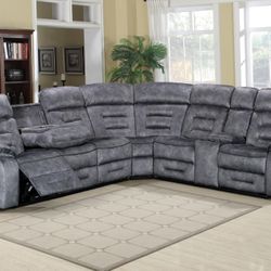3PC Power Microfiber Recliner Sectional 