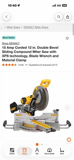 Shop DEWALT 15 Amp Corded 12 in. Double Bevel Sliding Compound Miter Saw with XPS technology, Blade Wrench and Material Clamp 食文食 *