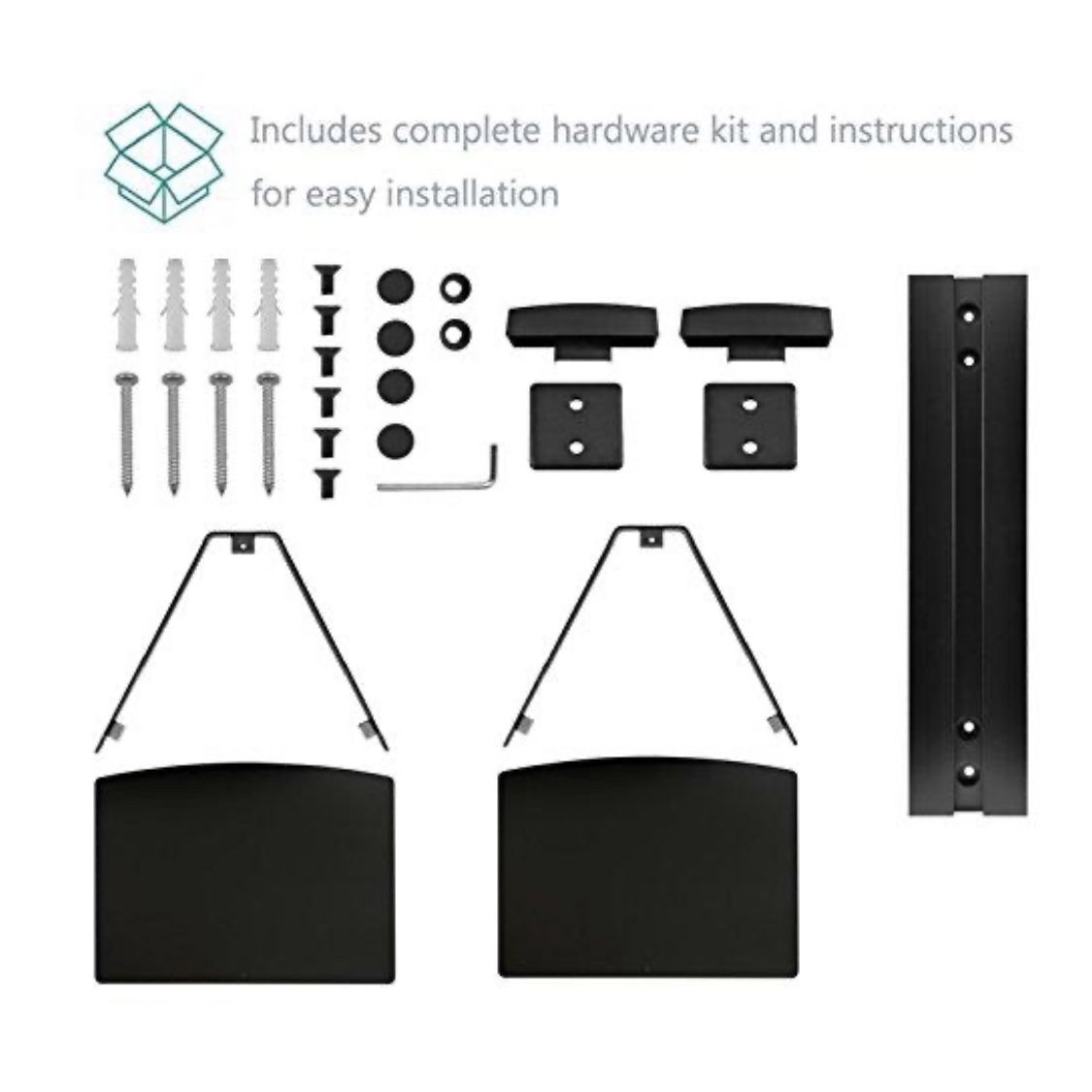 Floating Wall Shelves Set of 2 Black Glass